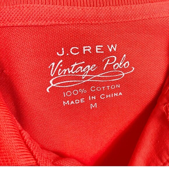 J Crew Vintage Polo Shirt Mens Size M Red Cotton Short Sleeve Preppy Sustainable - Picture 3 of 8